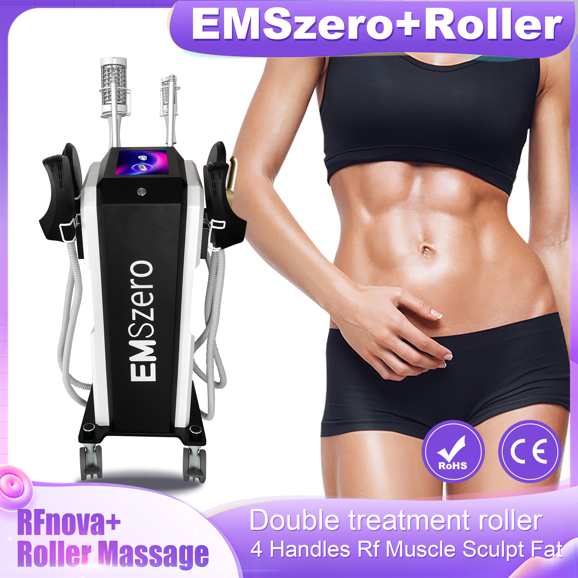 4 Handles RF Muscle Sculpt Fat +Inner Ball Roller Massage Machine