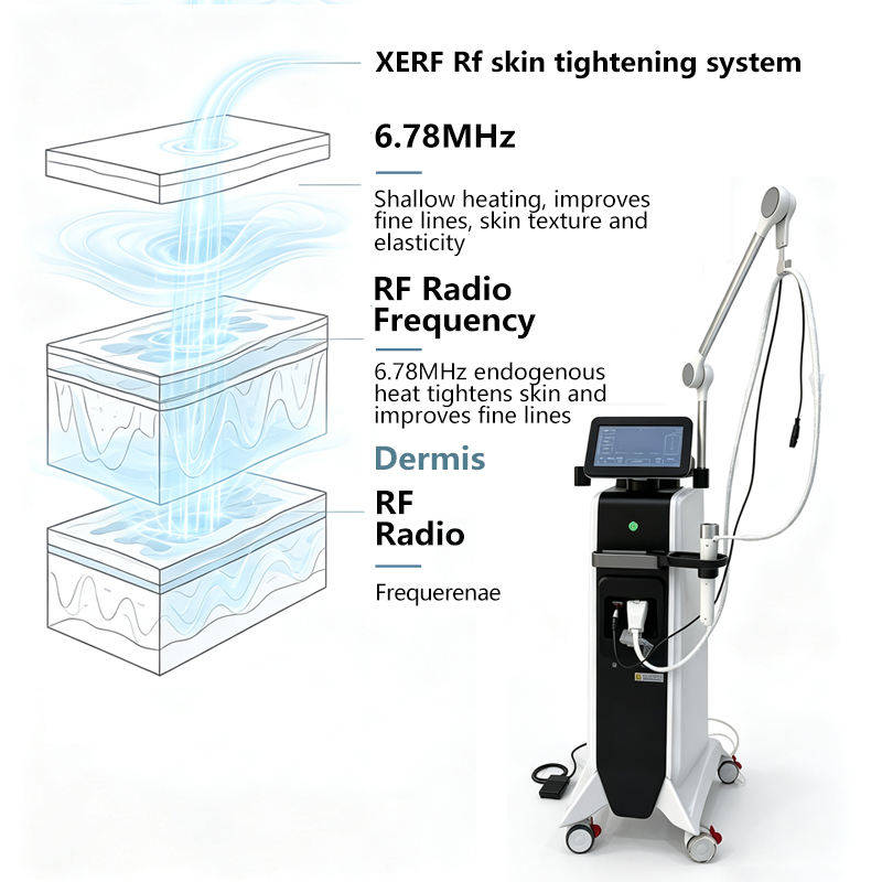 XERF Dual Frequency 6.78MHz 2MHz Face Lift Machine Painless Skin Tightening Anti-Aging Beauty Equipment for Salon