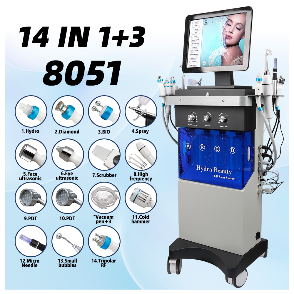 14 in 1 Multifunctional Hydra Facial Machine with Oxygen Jet & RF for Beauty Salons